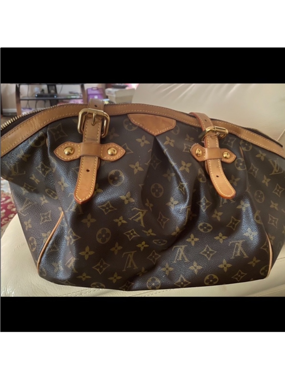 Louis Vuitton large Tivoli Brown Monogram Canvas Shoulder Bag with Tan Leather